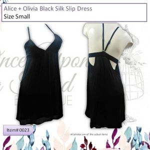 Alice + Olivia Black Silk Slip Dress Size Small